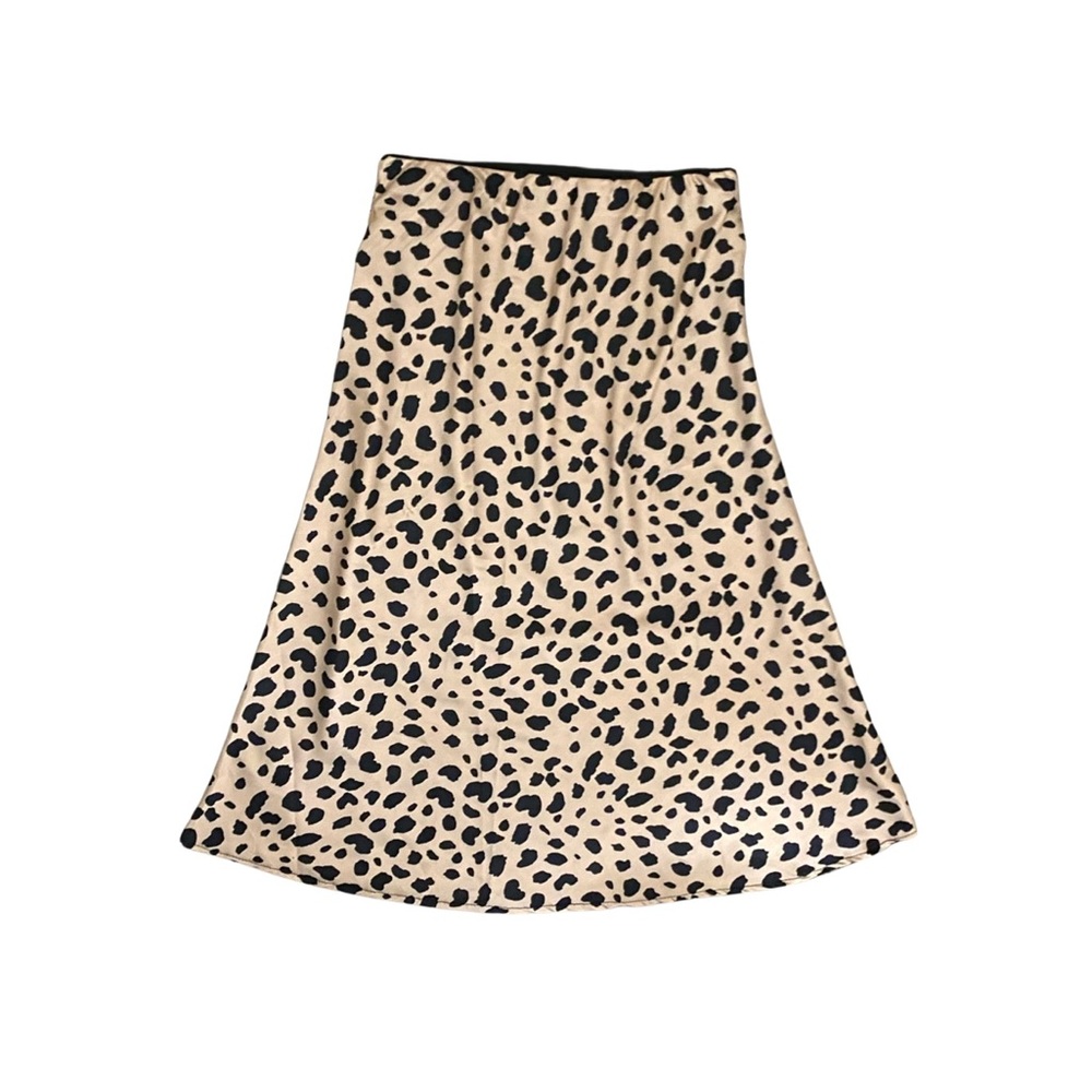 NWOT Satin cheetah midi skirt